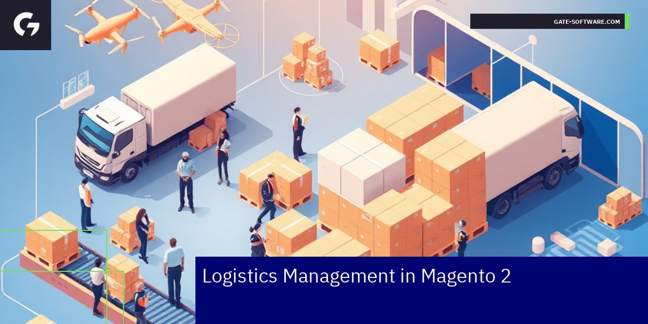 Magento 2 Logistics Management Benefits Magento 2 logistics workflow and automation illustration