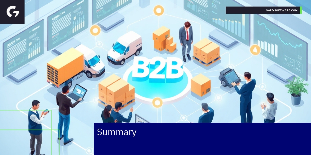 Digital B2B platform with sales automation icons