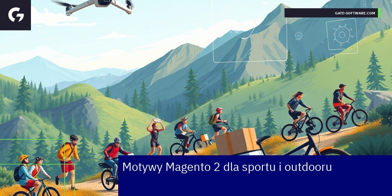 Widok motywów Magento 2 na laptopie, sport i outdoor