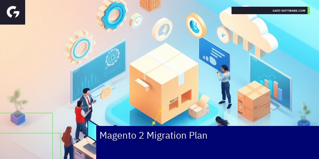 Diagram showing Magento 2 migration phases and benefits