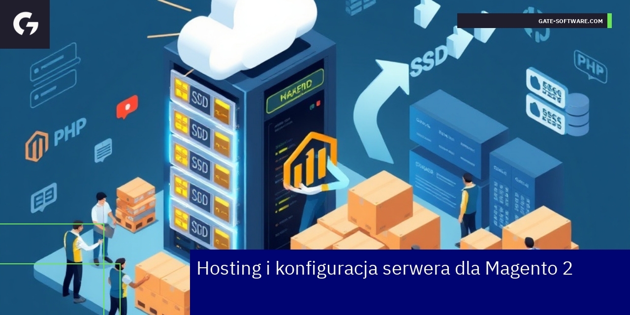 Serwer, hosting i sklep Magento 2 na ekranie komputera