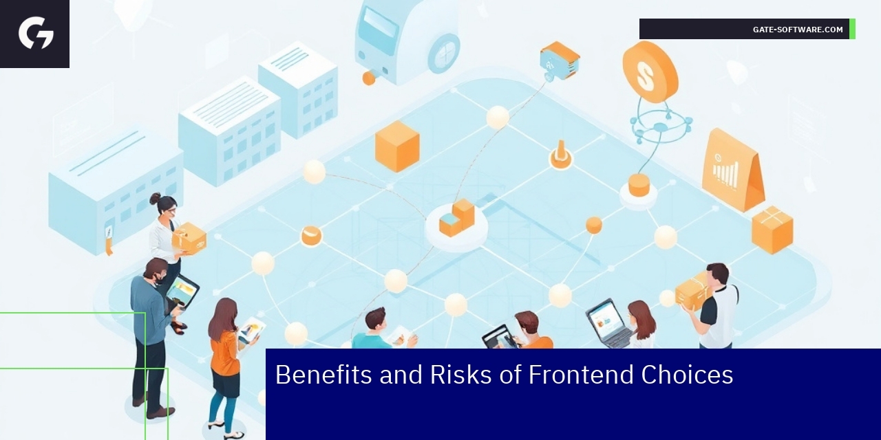 Balancing Benefits and Risks of Hyva Frontend Diagram showing Hyva frontend benefits and risks