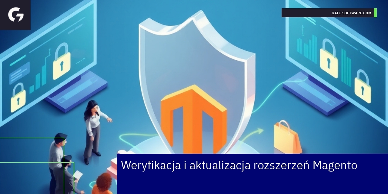Ilustracja zabezpieczeń i aktualizacji w sklepie Magento