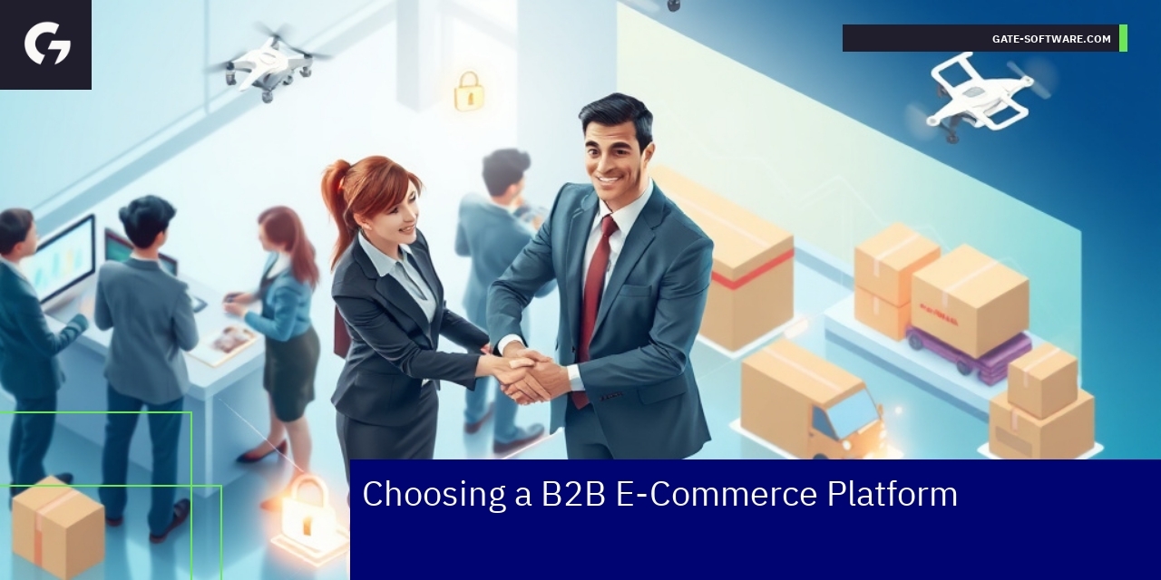 Magento B2B E-Commerce Platform Overview Diagram showing Magento B2B features and benefits