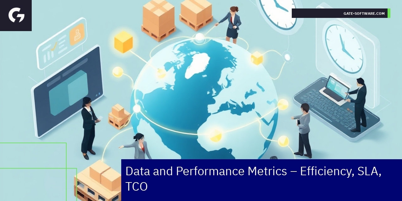 B2B Project Efficiency and Performance Metrics Graph showing uptime, delivery, and cost metrics