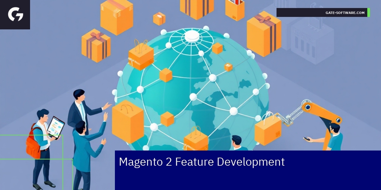 Magento 2 B2B Feature Development Overview Diagram showing Magento 2 system flexibility and implementation
