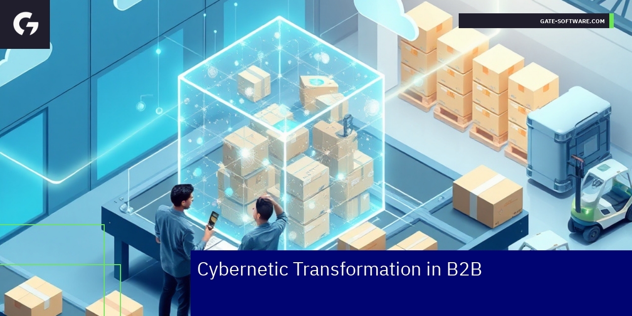 Cybernetic Transformation in B2B eCommerce Digital network representing advanced B2B eCommerce technologies