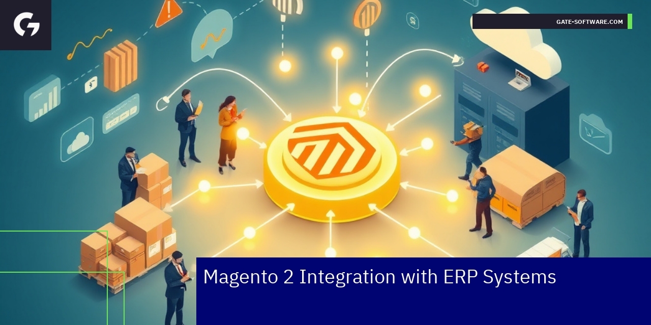 Diagram showing Magento 2 integration with ERP and CRM