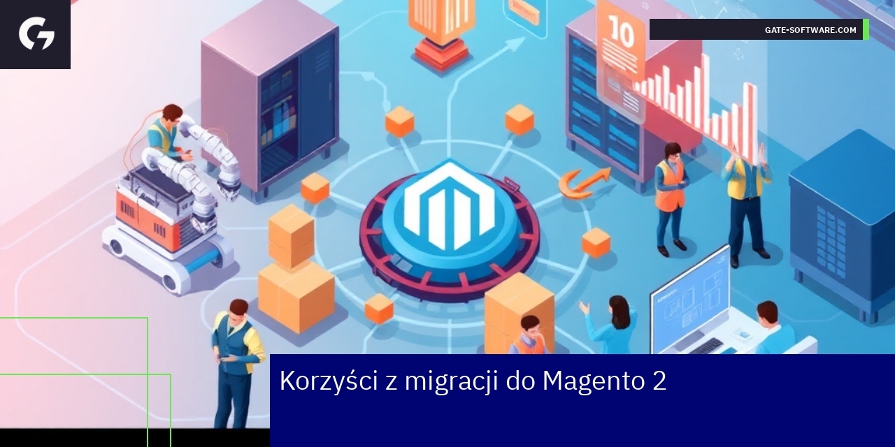 Schemat przedstawiający zalety Magento 2 w e-commerce