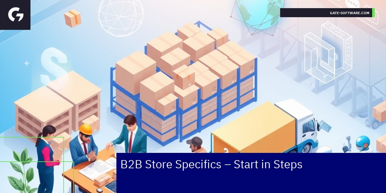 Key Steps to Launching a B2B eCommerce Platform Illustration of B2B platform features and sales channels