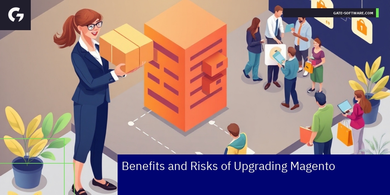 Illustration of Magento upgrade benefits and risks