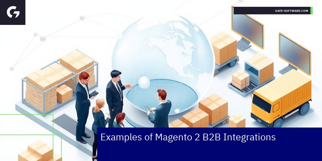 Magento 2 B2B ERP Integration Benefits Diagram showing Magento 2 and ERP system integration