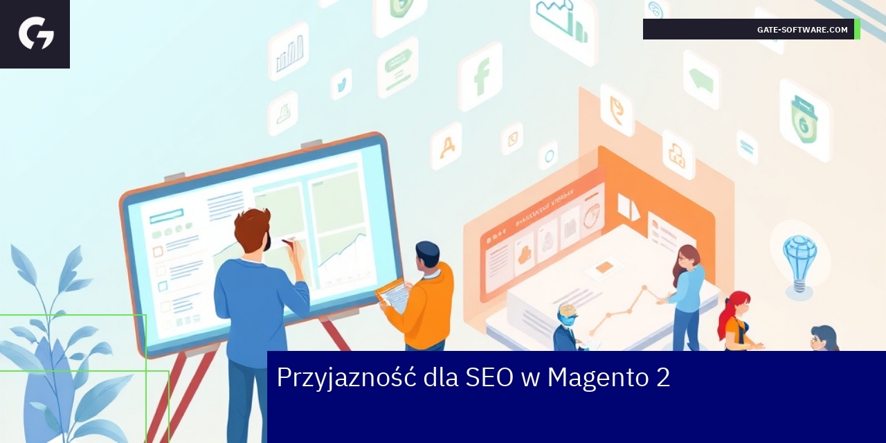 Ilustracja optymalizacji SEO i Magento 2 frontend