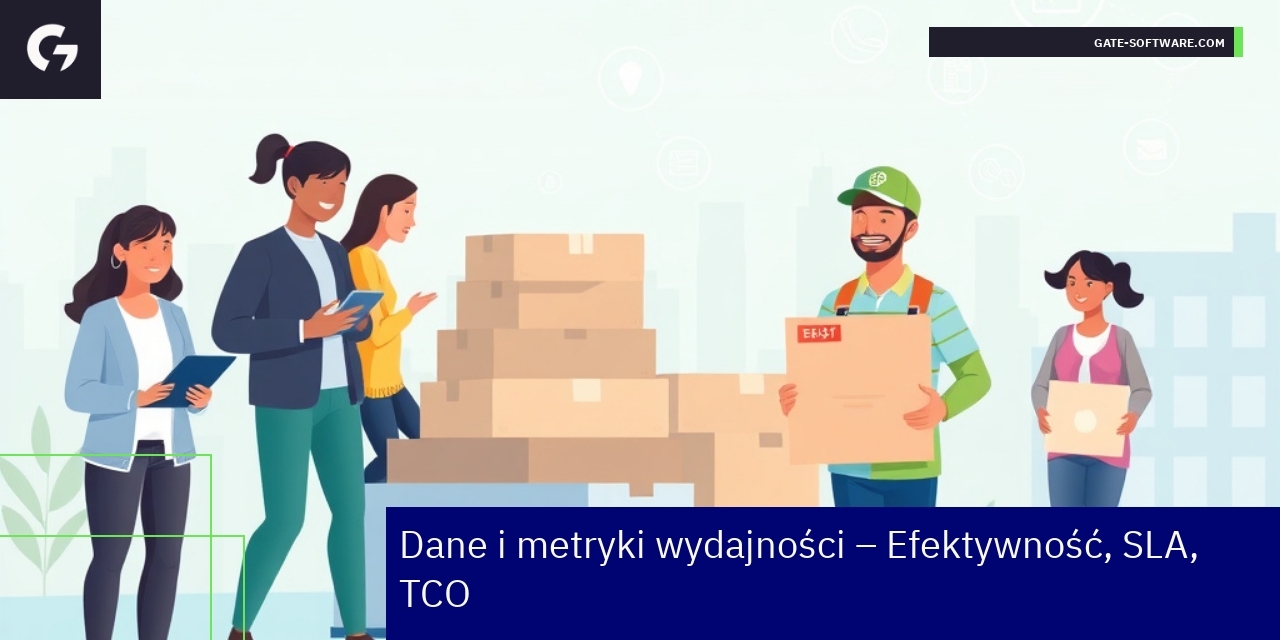 Wykresy i liczby dotyczące efektywności i SLA