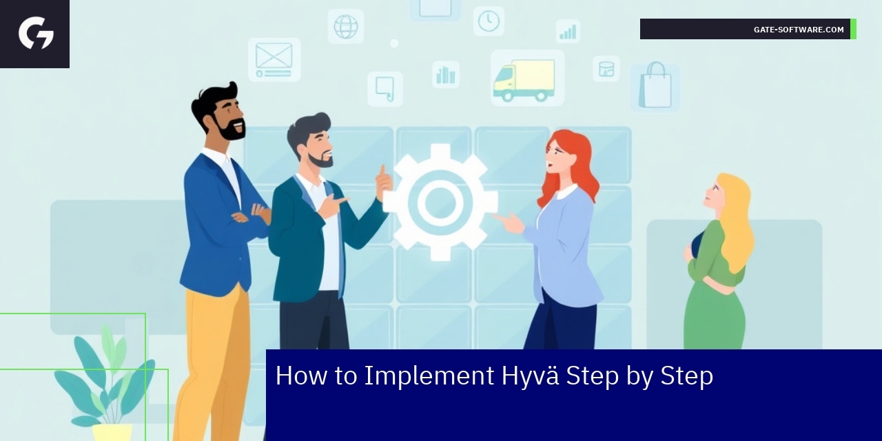 Diagram showing Hyvä implementation process and key benefits