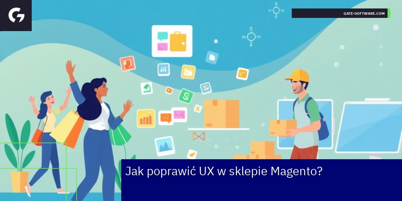 Poprawa UX w sklepie Magento praktyczne wskazówki Laptop z interfejsem sklepu Magento i wykresami poprawy UX