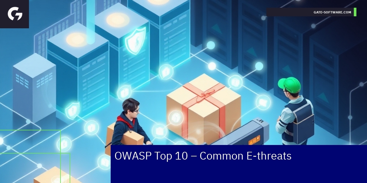 OWASP Top 10 E-threats and Security Practices Cybersecurity icons representing common OWASP threats