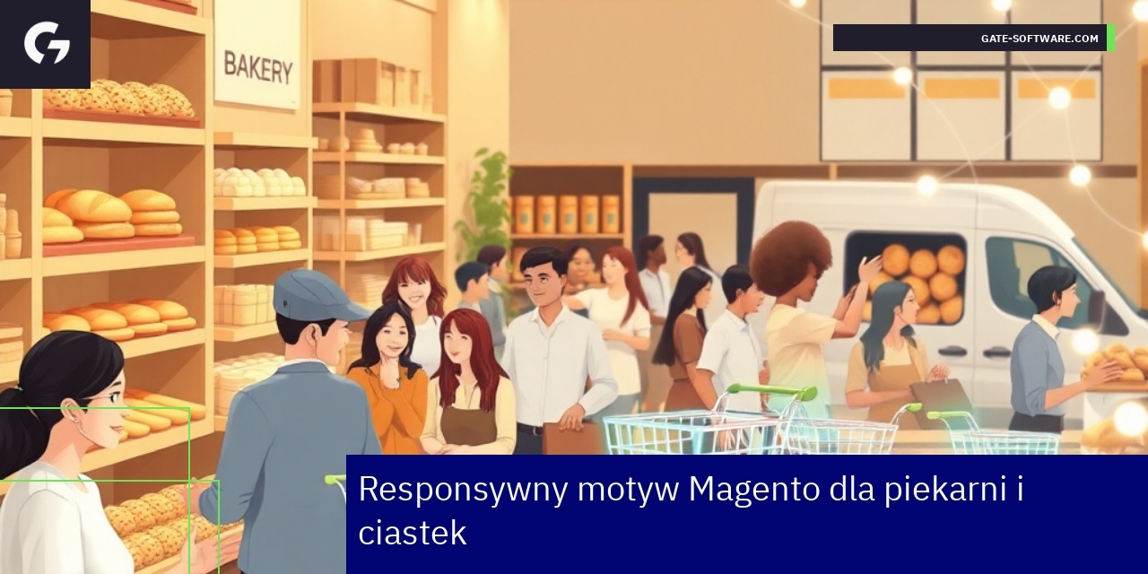 Responsywny motyw Magento dla piekarni i ciastek Ekran sklepu Magento z ciastkami na różnych urządzeniach