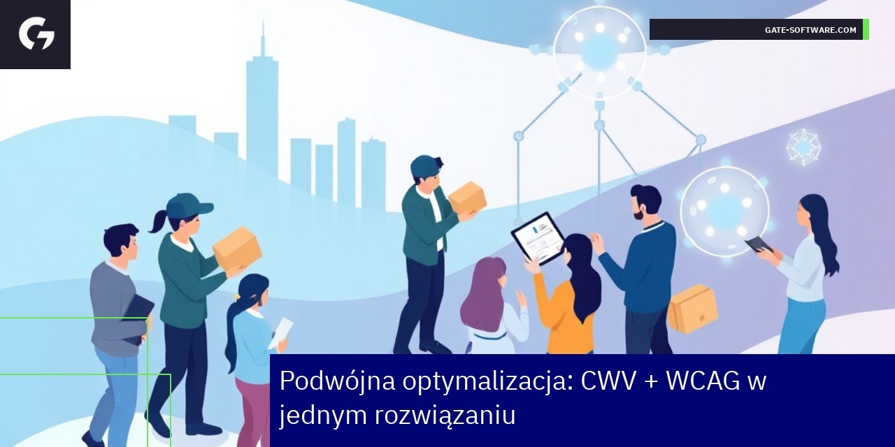 Optymalizacja CWV i WCAG w Hyvä Grafika ilustrująca optymalizację wydajności i dostępności