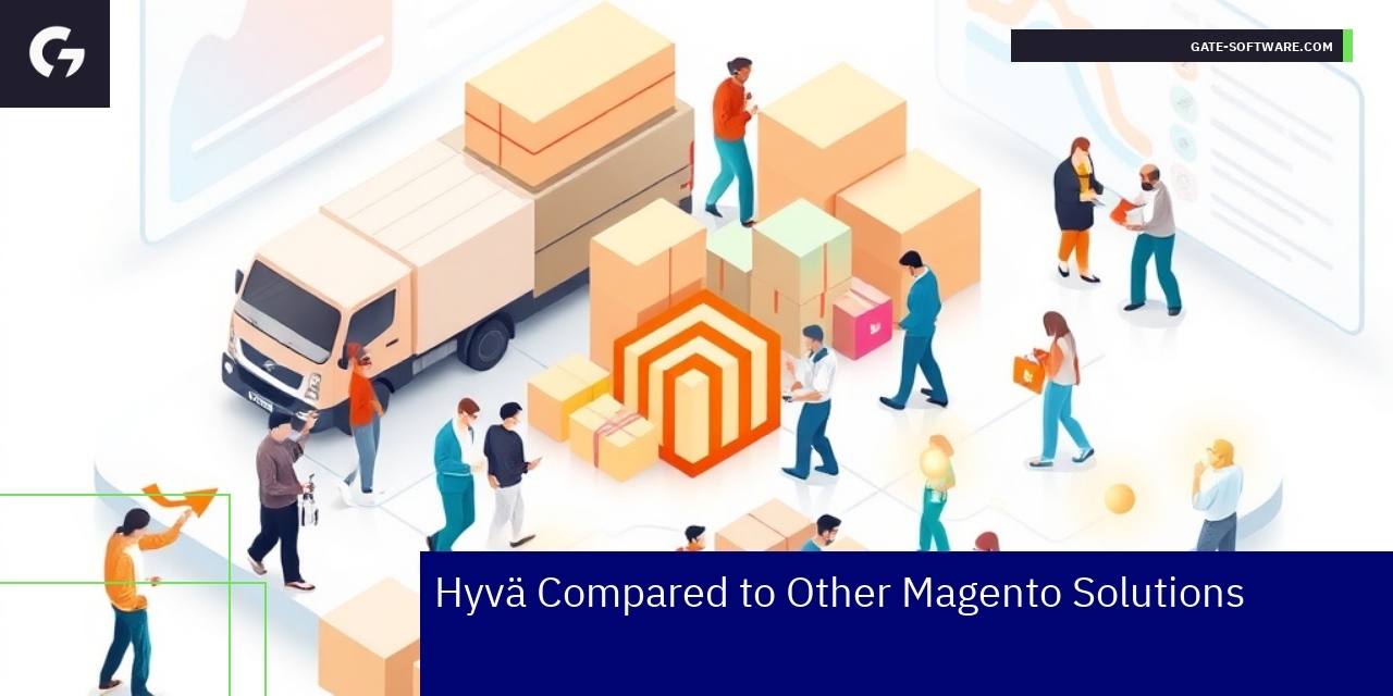 Hyvä Magento Front-End Benefits Overview Diagram highlighting Hyvä Magento front-end advantages