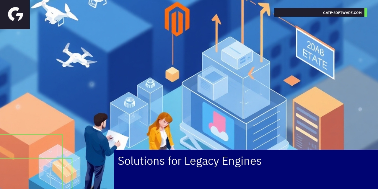 Diagram showing legacy system upgrade to Magento 2