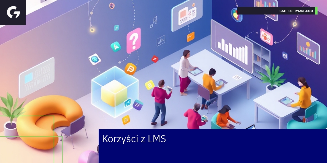 Schemat korzyści systemu LMS dla nauczania i zarządzania