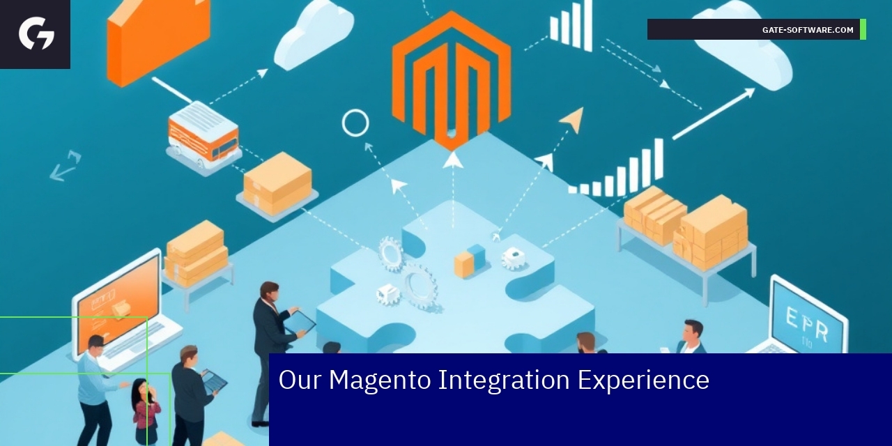 Illustration of Magento ERP system integration workflow