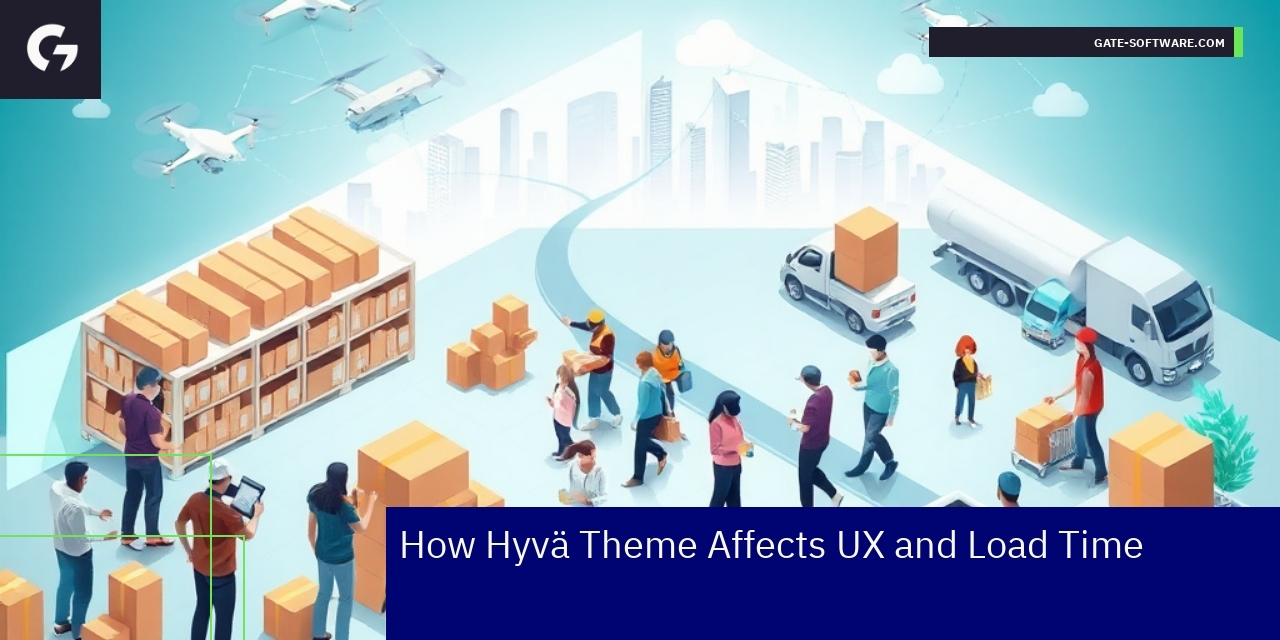 Hyvä Theme Impact on Magento UX and Load Time Diagram showing Hyvä theme effects on Magento store