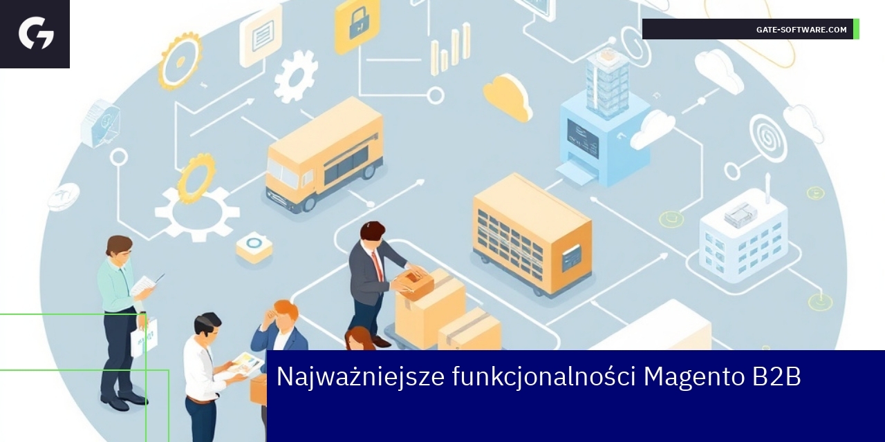 Schemat funkcji Magento B2B na grafice