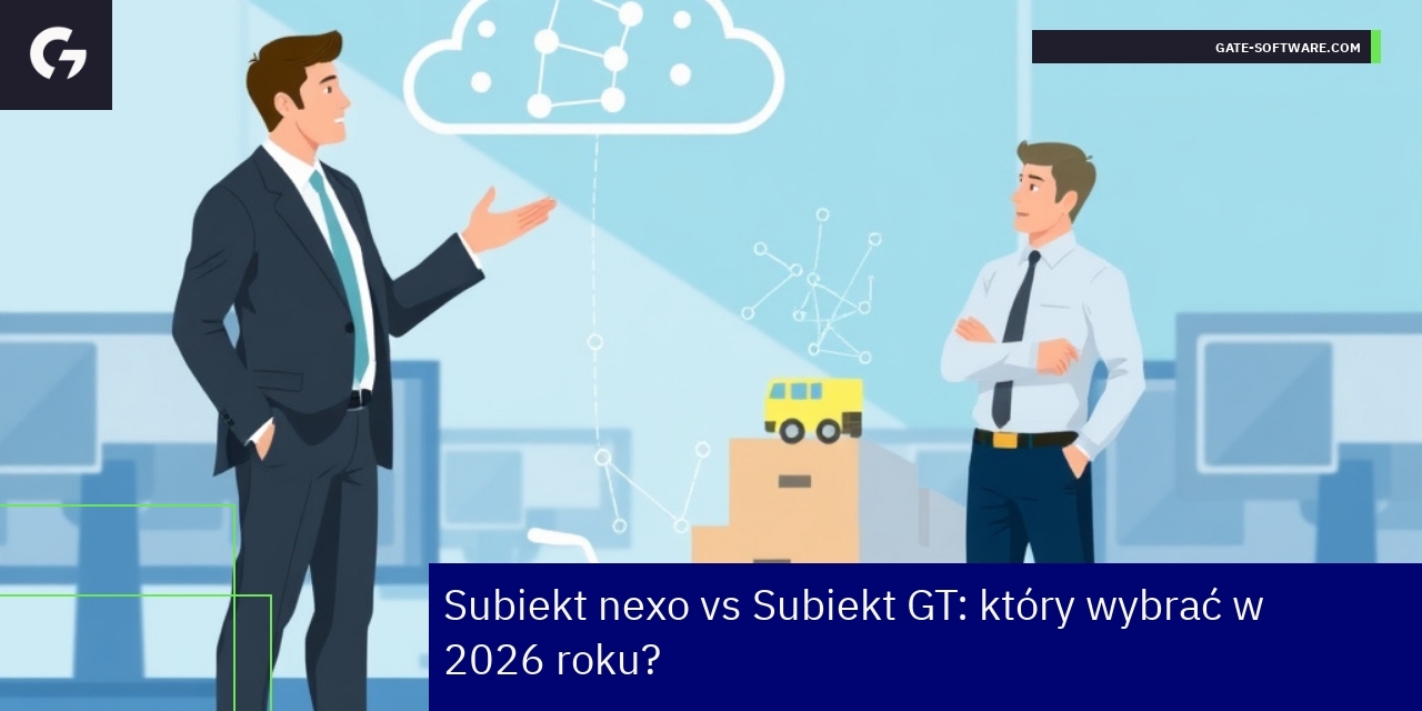 Logo Subiekt nexo i Subiekt GT z ikonami chmury i desktopu