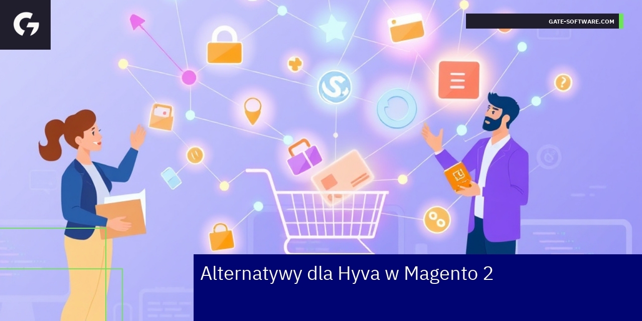 Grafika przedstawiająca frontendowe frameworki Magento 2