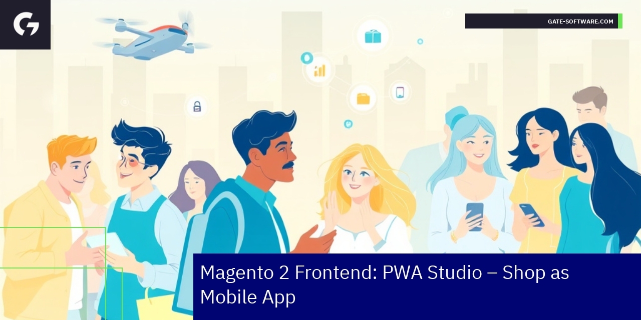 Magento 2 PWA Studio for Modern Shops Mobile app interface representing Magento PWA Studio