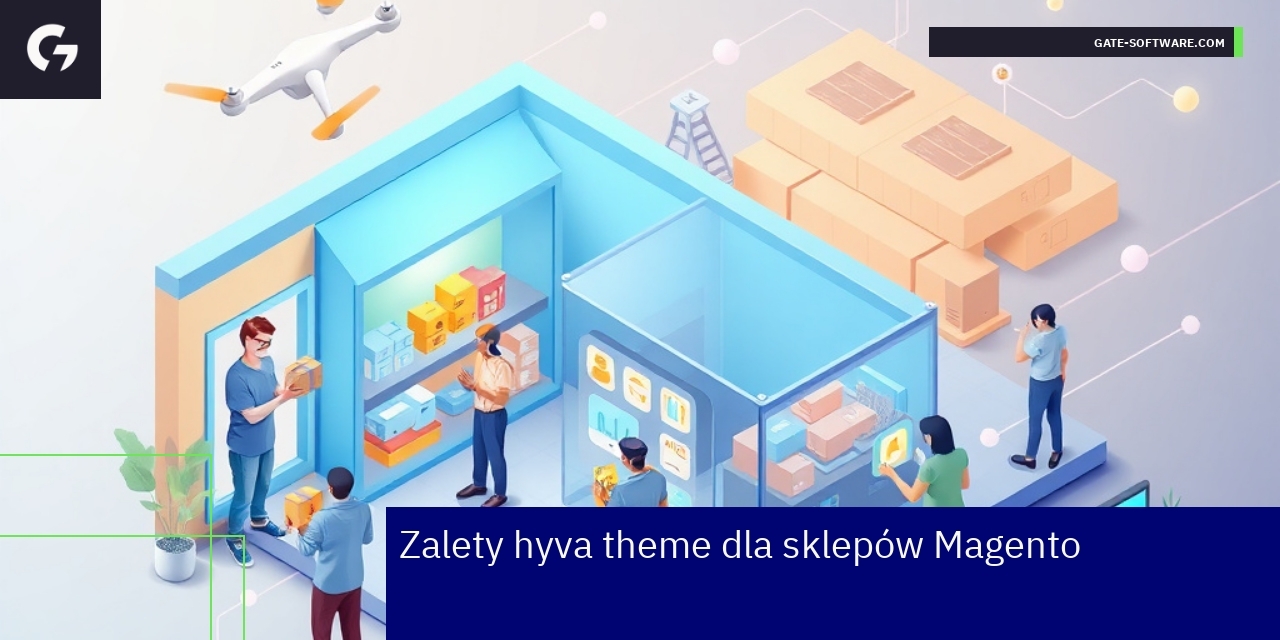 Zalety hyva theme dla sklepów Magento Grafika przedstawiająca zalety hyva theme w Magento 2