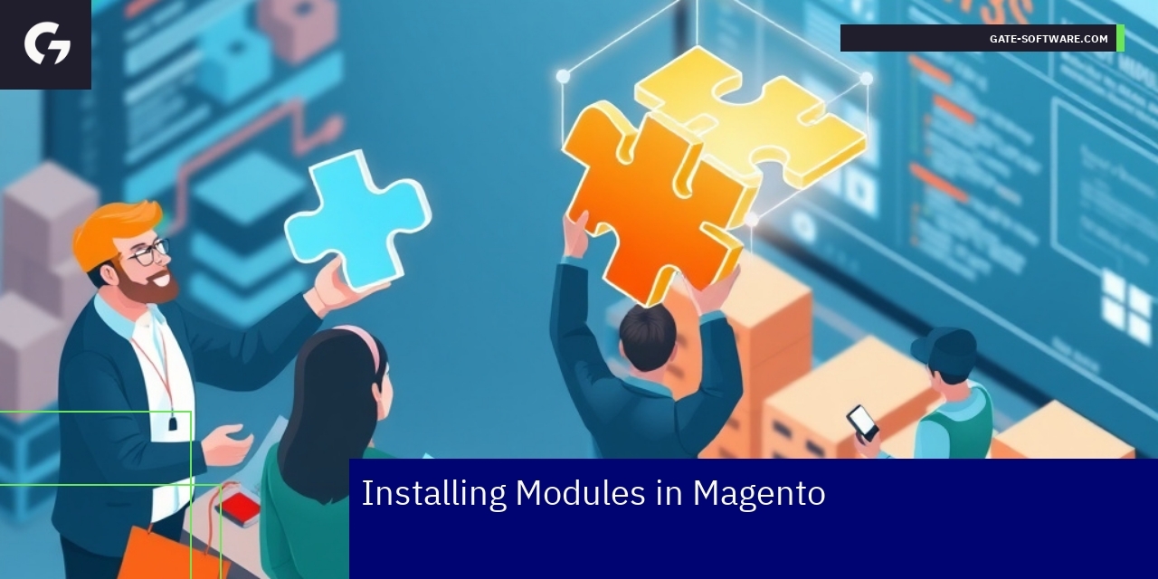 Magento Module Installation and Support Benefits Illustration of Magento modules and B2B eCommerce support