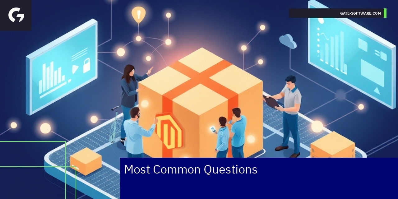 Magento 2 platform with performance and marketing icons