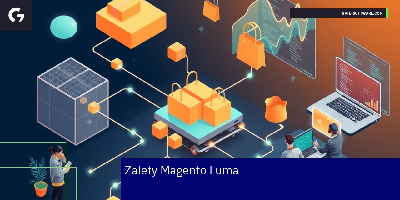 Logotypy Magento i symbole wydajności i funkcjonalności