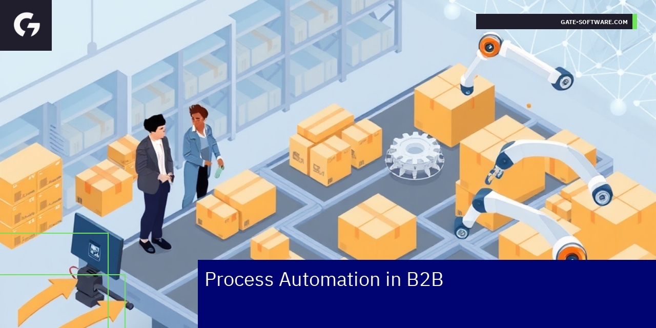 Process Automation Benefits in B2B Business Illustration of automated business process workflow