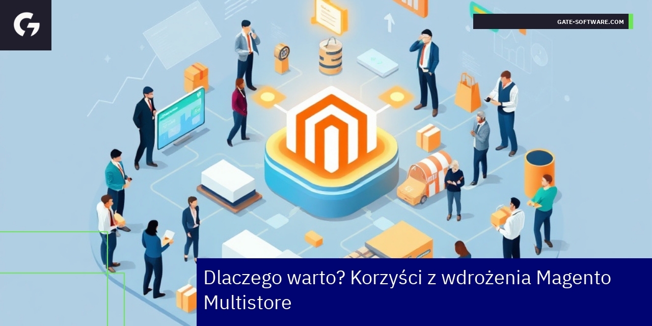 Schemat zalet Magento Multistore dla e-commerce