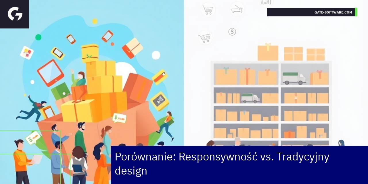Porównanie responsywności i tradycyjnego designu Schemat układów responsywnych oraz tradycyjnych stron