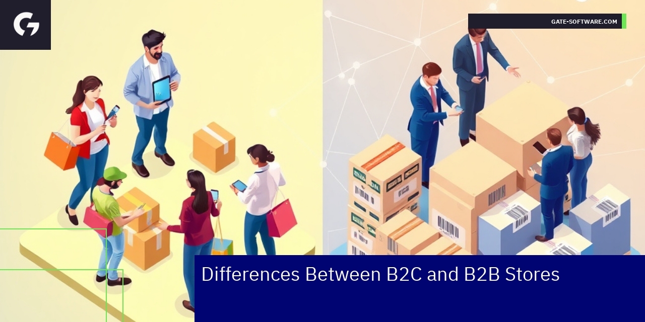 Comparison chart between B2C and B2B store features
