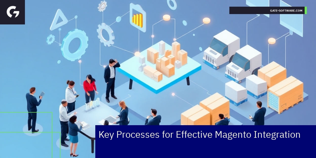 Flowchart showing Magento and ERP integration steps