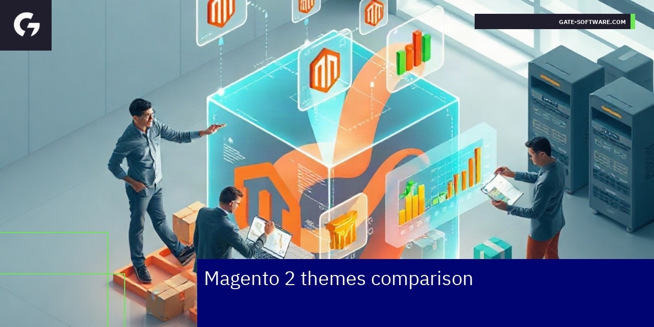 Illustration of Magento 2 theme options and features