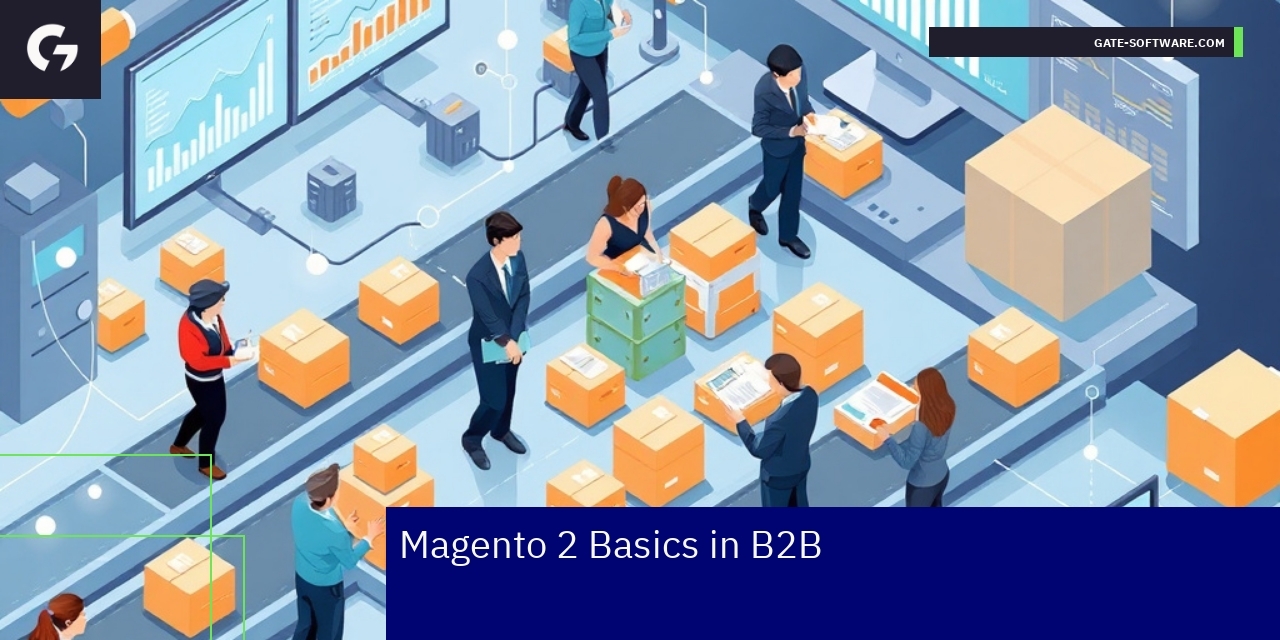 Diagram showing Magento 2 B2B e-commerce features