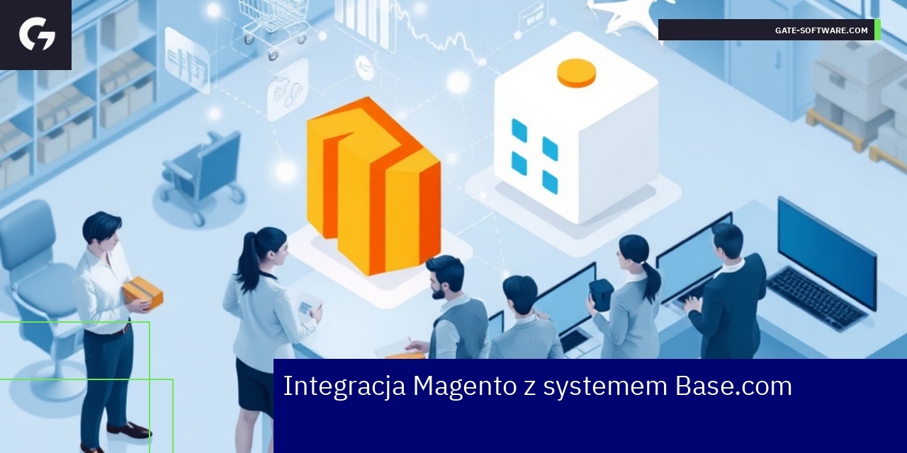 Schemat integracji Magento z Base.com i monitoringu