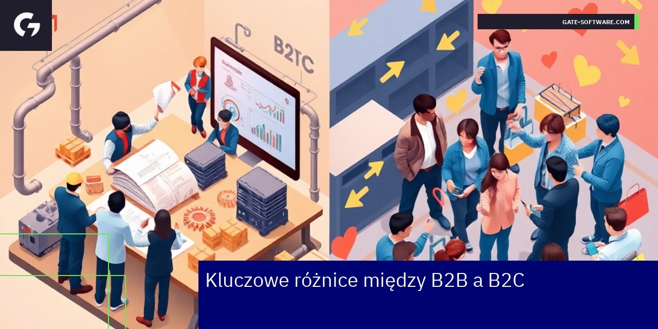 Schemat różnic między B2B a B2C w biznesie