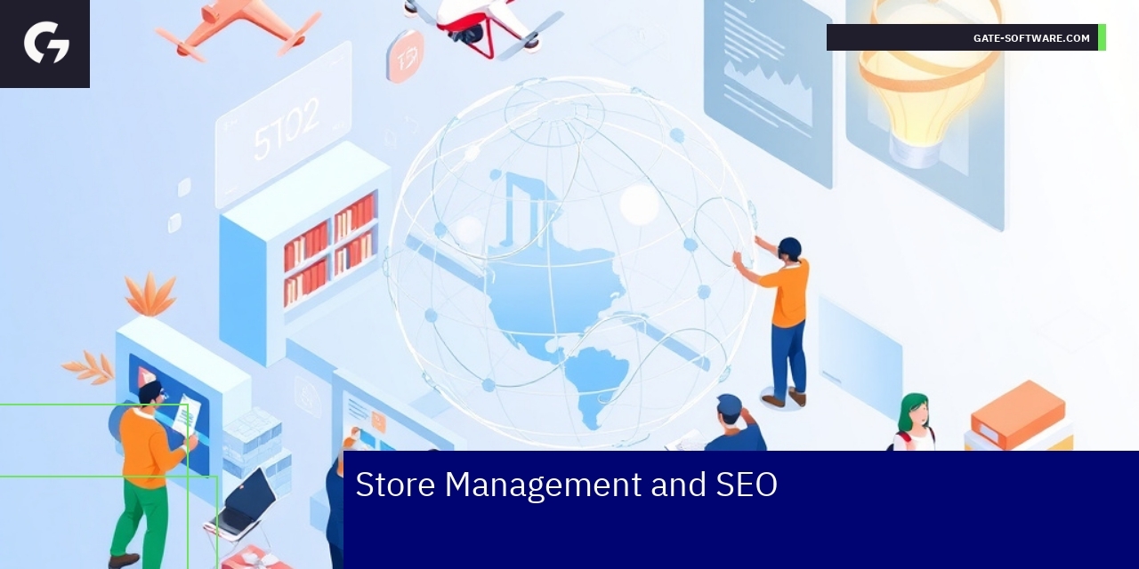 Store Management and SEO Strategies for Magento Diagram showing SEO and store management features