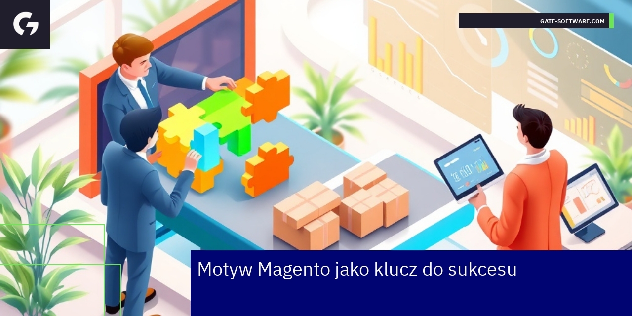Motyw Magento na ekranie komputera z wykresami