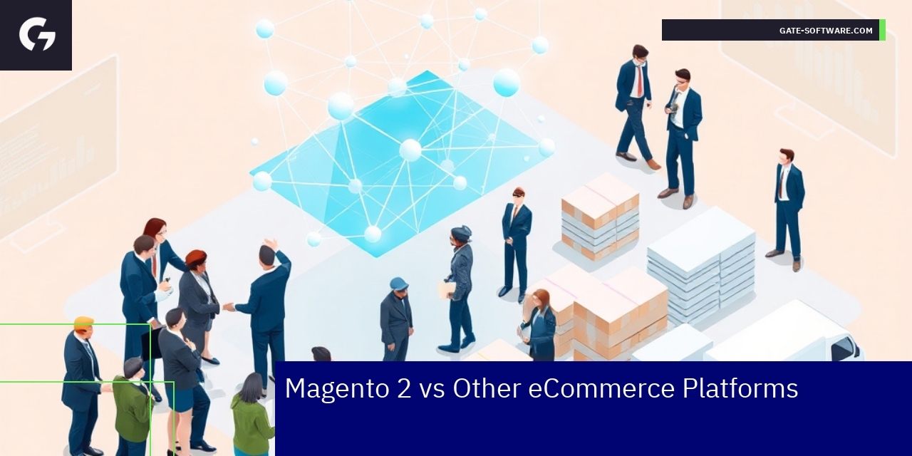 business people using Magento 2 eCommerce platform interface