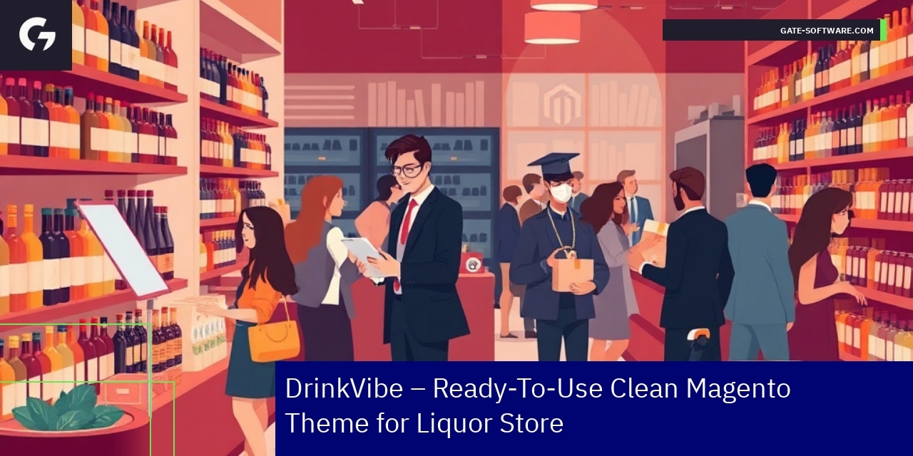 Clean Magento theme interface for liquor store website