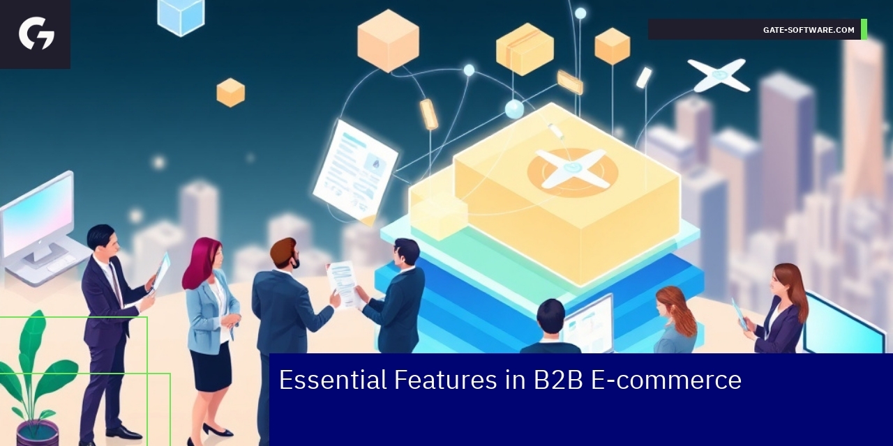 Illustration of B2B Magento features and workflow icons